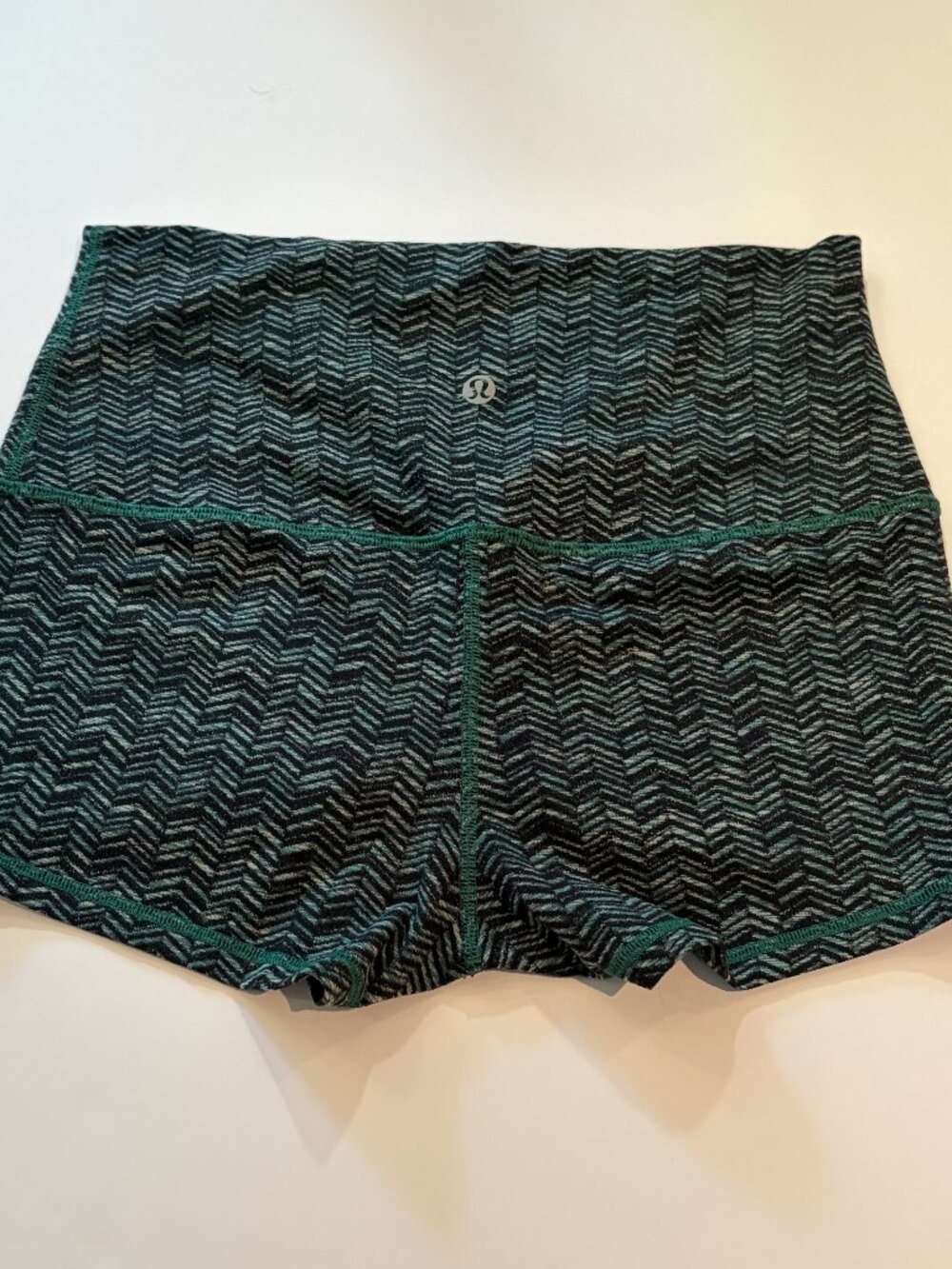 Lululemon Teal Black Herringbone Low Rise Short Shorts Hotty Hot Style